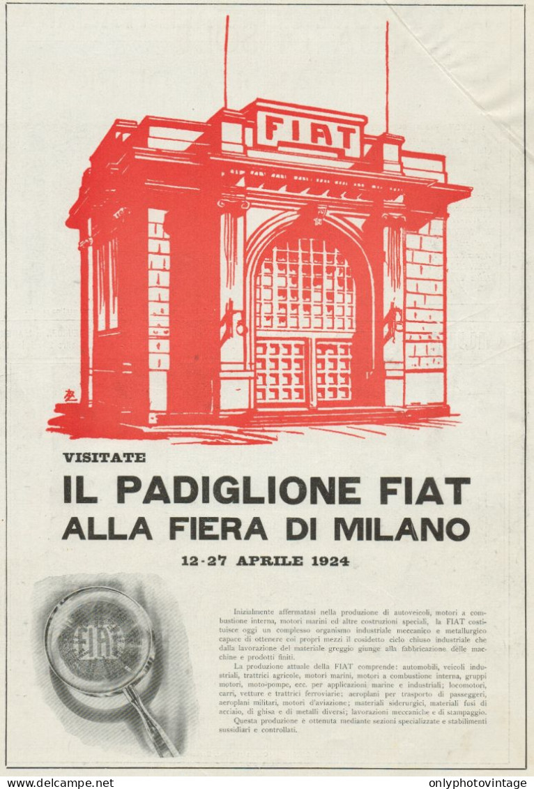 Padiglione FIAT Alla Fiera Di Milano - Pubblicità Grande Formato - 1924 Ad - Publicités