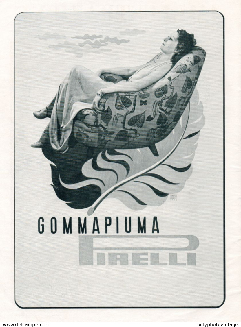 Gommapiuma PIRELLI - Donna Sul Divano - Pubblicità Grande Formato_1939 Ad - Publicités