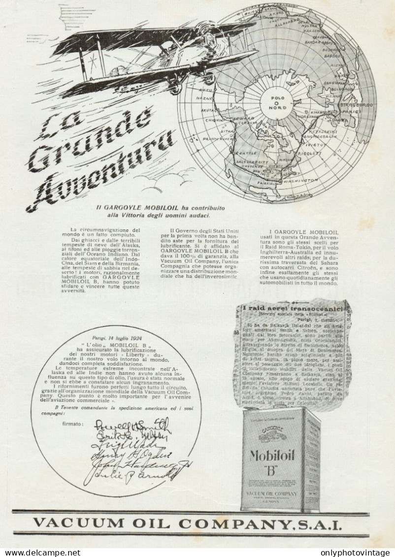 MOBILOIL - La Grande Avventura... - Pubblicità Grande Formato - 1924 Ad - Publicités