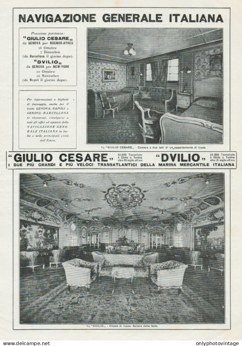 Transatlantico GIULIO CESARE - Vedute - Pubblicità Grande Formato_1924 Ad - Publicidad