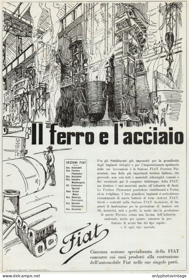 FIAT - Il Ferro E L'acciaio - Pubblicità Grande Formato - 1924 Old Advert - Werbung