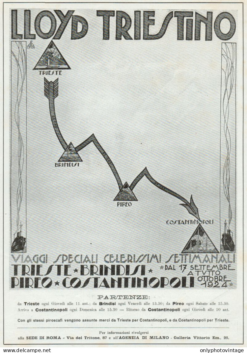 LLOYD TRIESTINO - Illustrazione - Pubblicità Grande Formato - 1924 Old Ad - Publicidad