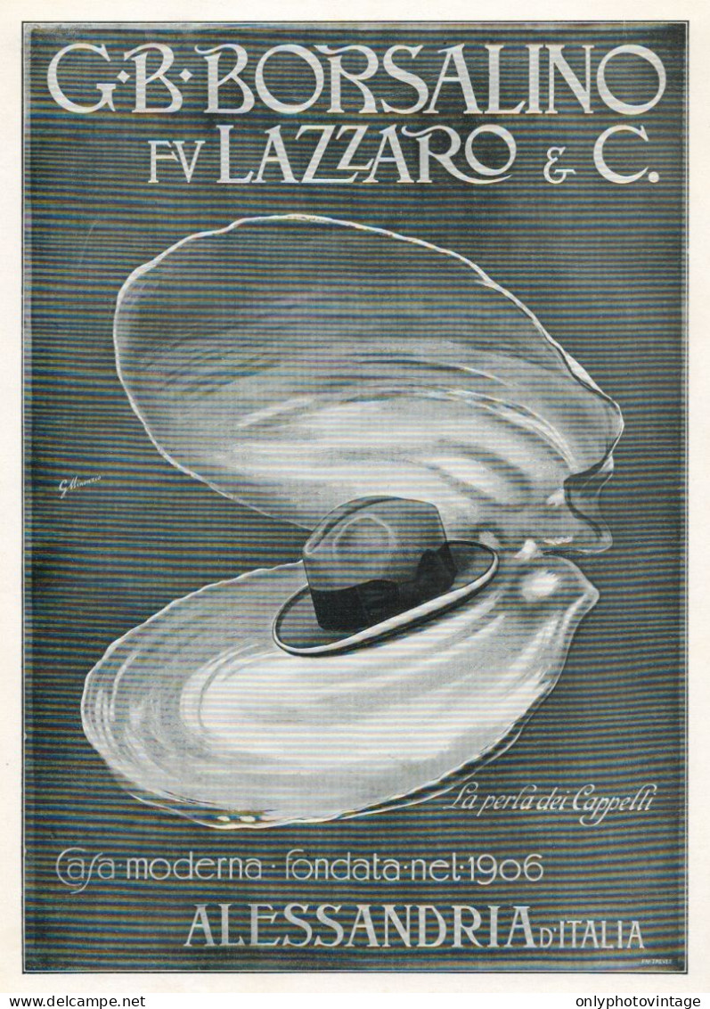 Cappelli BORSALINO - Illustrazione - Pubblicità Grande Formato - 1924 Ad - Publicités