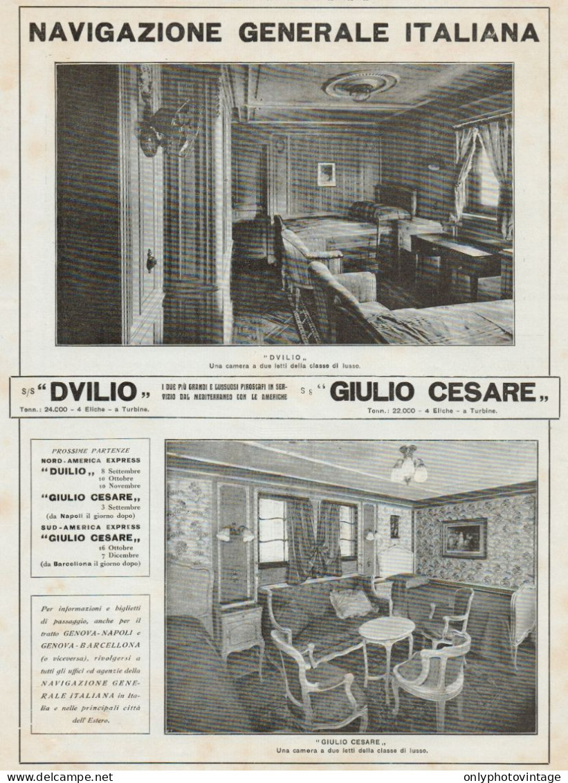 Transatlantico GIULIO CESARE - Vedute - Pubblicità Grande Formato_1924 Ad - Publicités