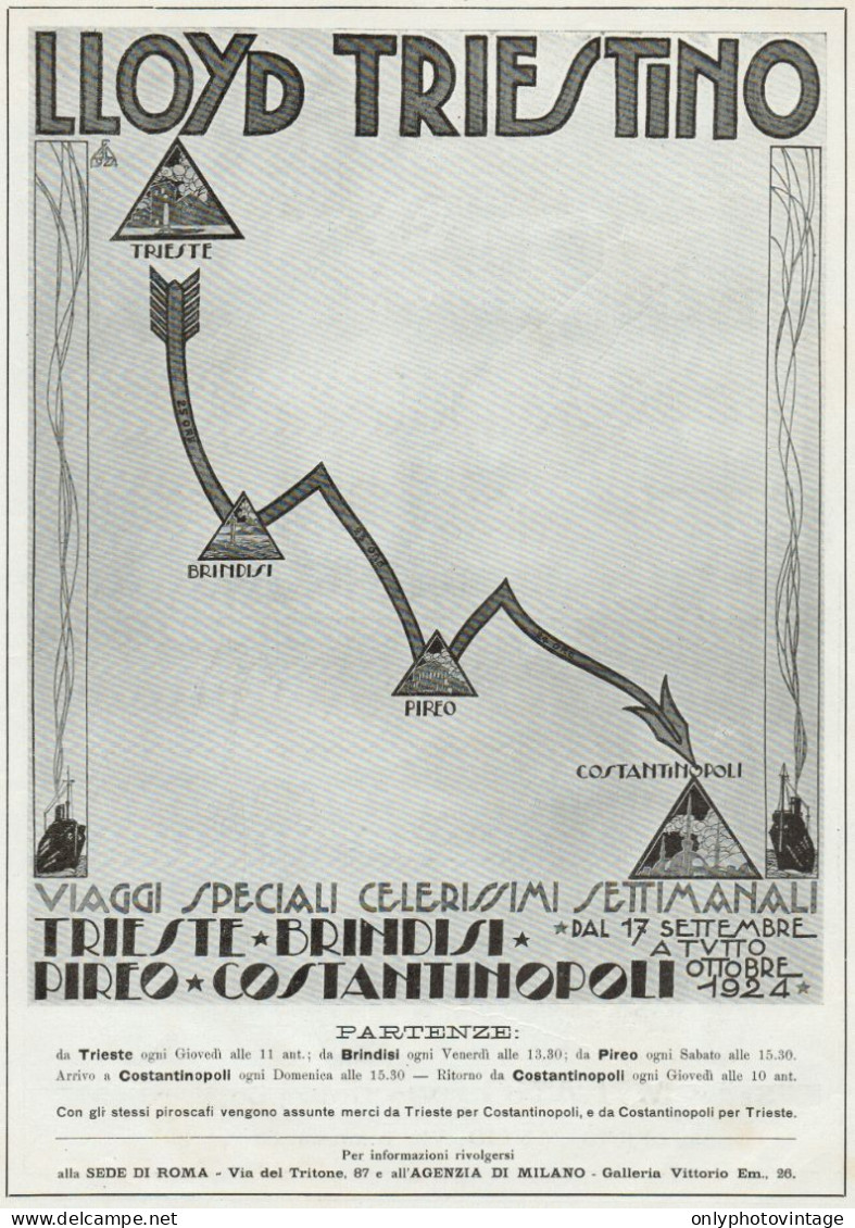 LLOYD TRIESTINO - Illustrazione - Pubblicità Grande Formato - 1924 Old Ad - Publicidad