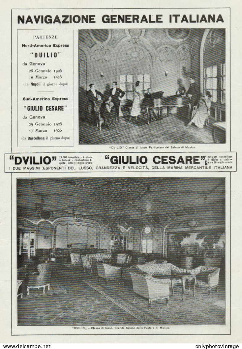 Transatlantico GIULIO CESARE - Vedute - Pubblicità Grande Formato_1924 Ad - Publicités