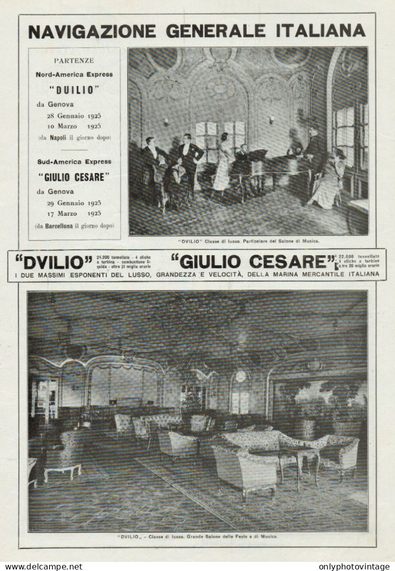 Transatlantico GIULIO CESARE - Vedute - Pubblicità Grande Formato_1924 Ad - Publicidad