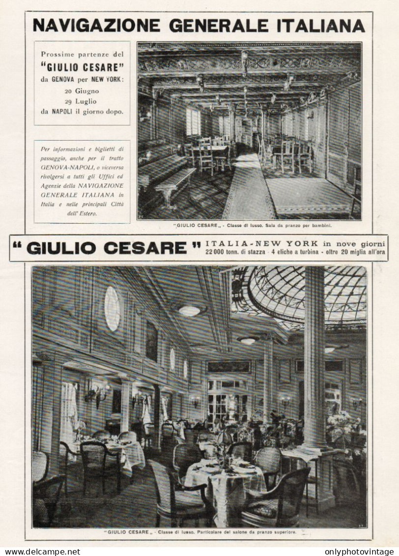 Transatlantico GIULIO CESARE - Vedute - Pubblicità Grande Formato_1924 Ad - Publicidad