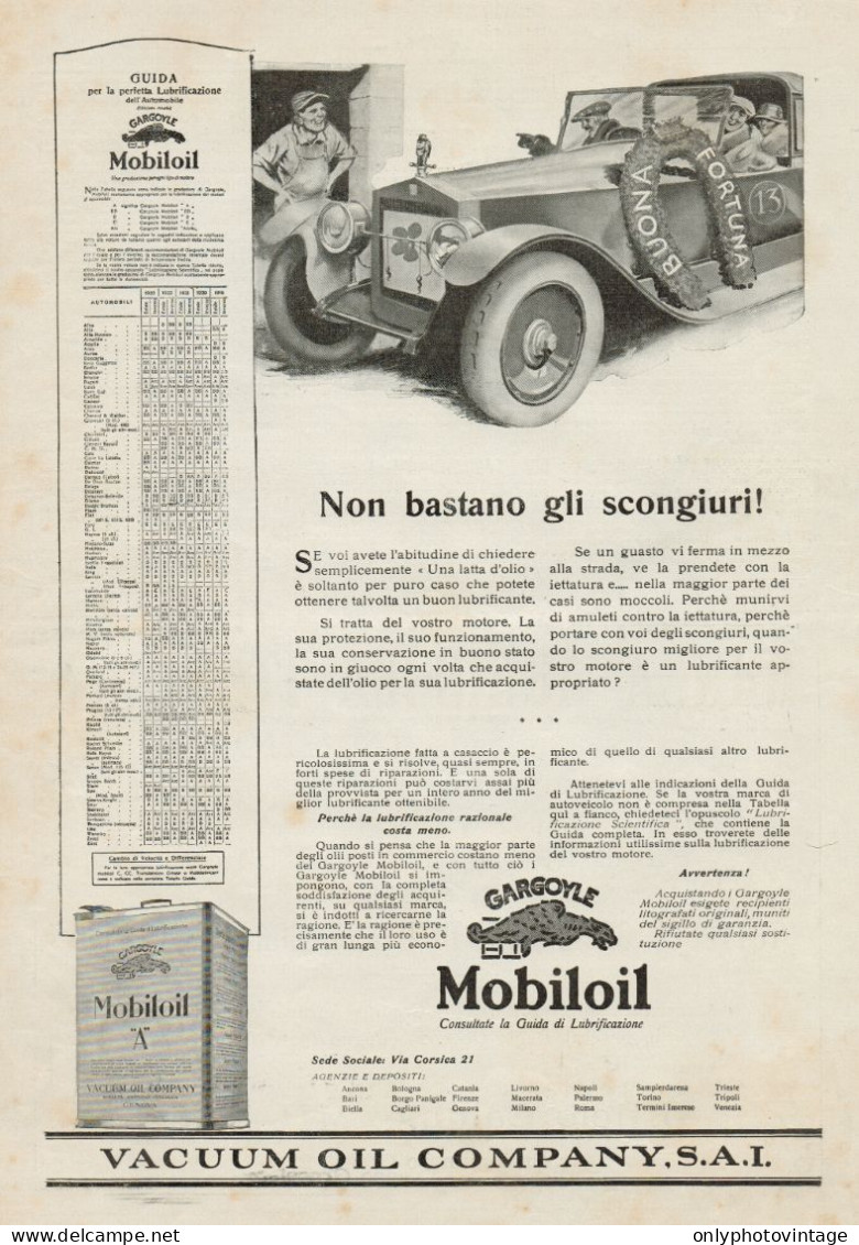 MOBILOIL - Non Bastano Gli... - Pubblicità Grande Formato - 1924 Old Ad - Publicidad