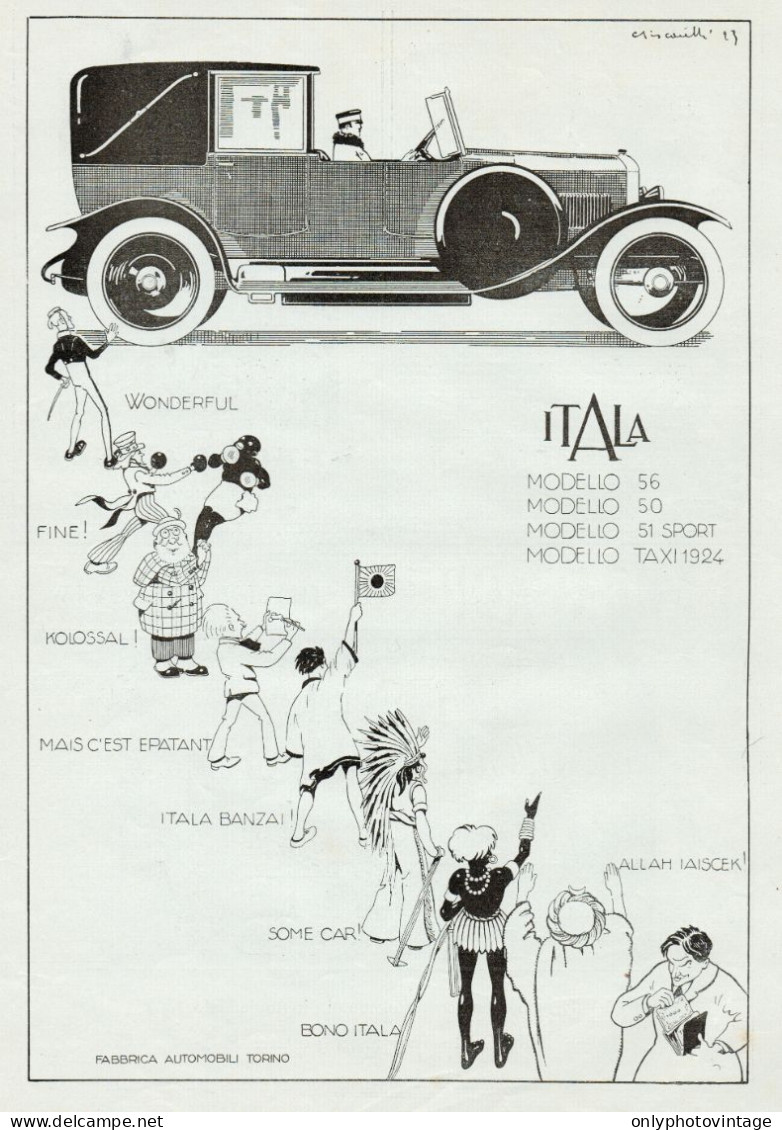 Autovettura ITALA - Illustrazione - Pubblicità Grande Formato - 1924 Ad - Werbung