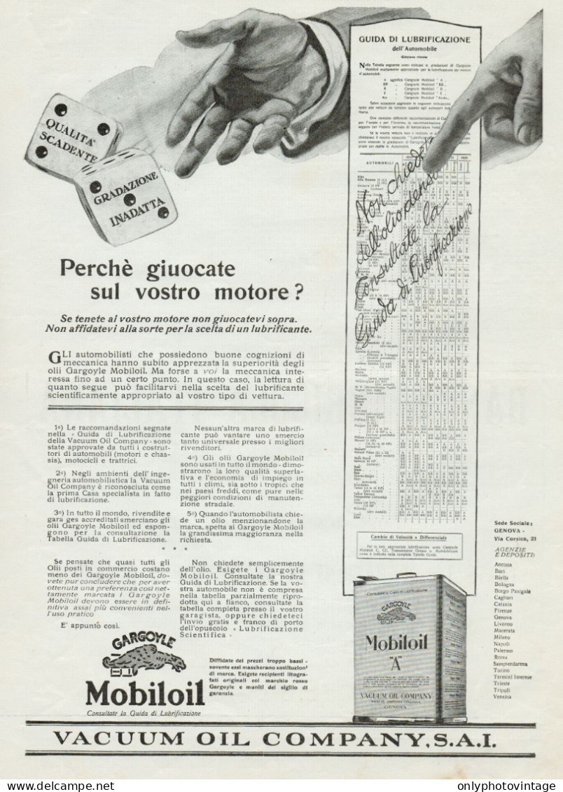 MOBILOIL - Perchè Giuocate... - Pubblicità Grande Formato - 1924 Old Ad - Publicités