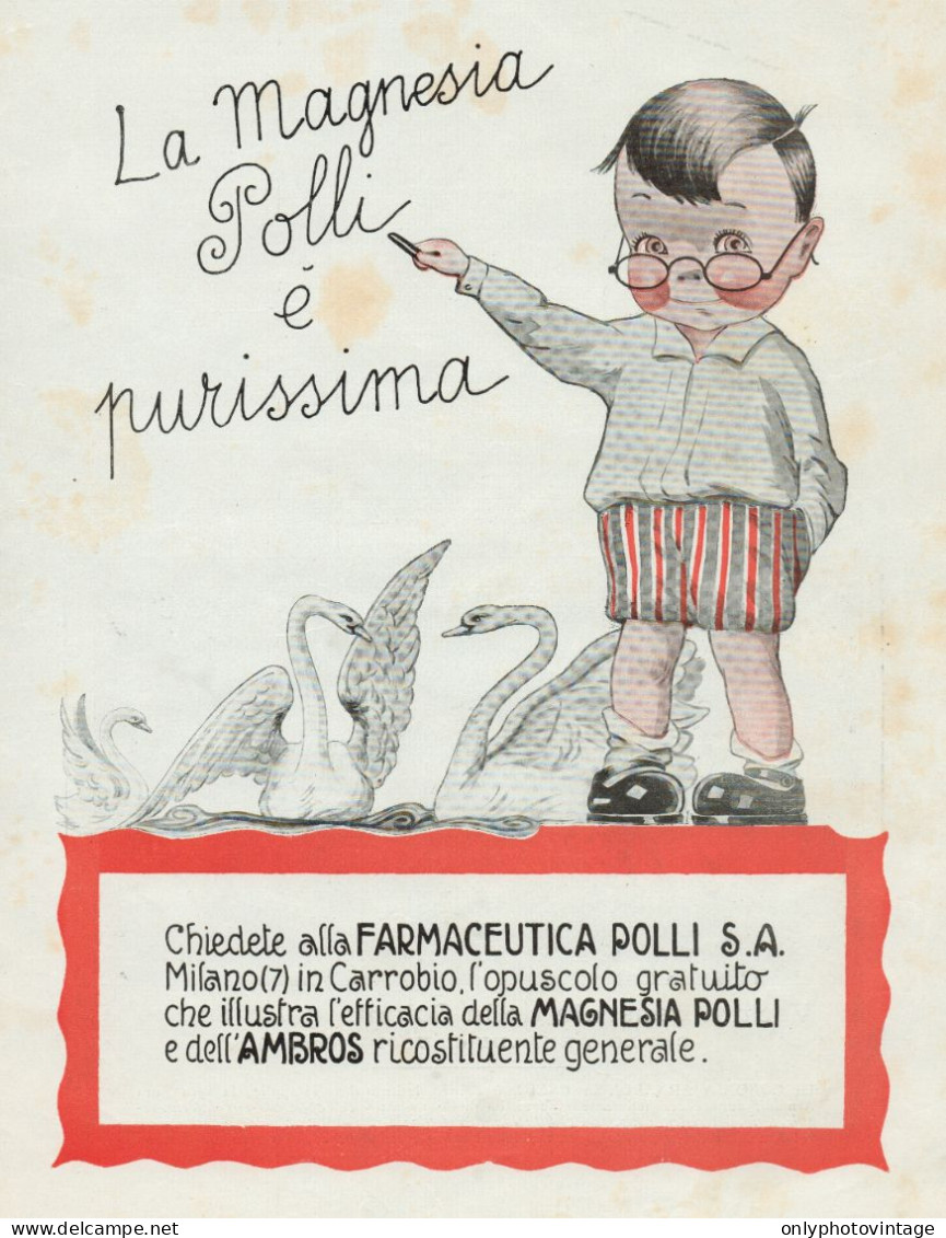 Magnesia POLLI - Illustrazione - Pubblicità Grande Formato - 1924 Old Ad - Publicités