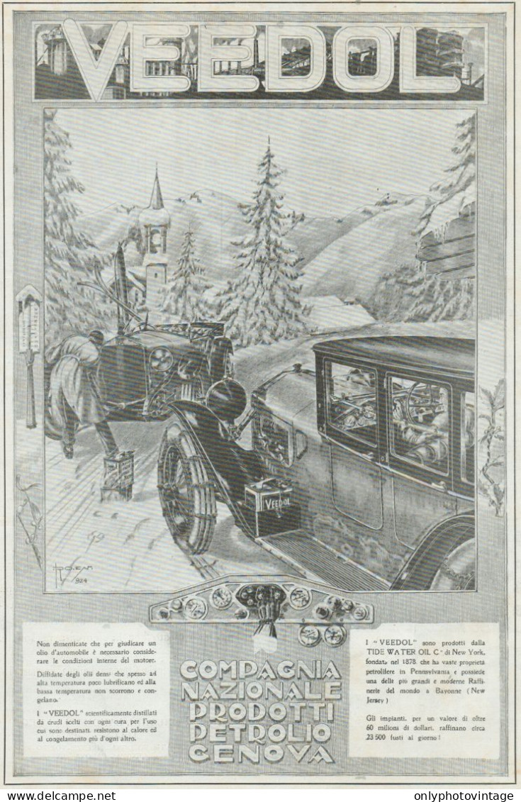 VEEDOL - Illustrazione - Pubblicità Grande Formato - 1924 Old Advertising - Werbung