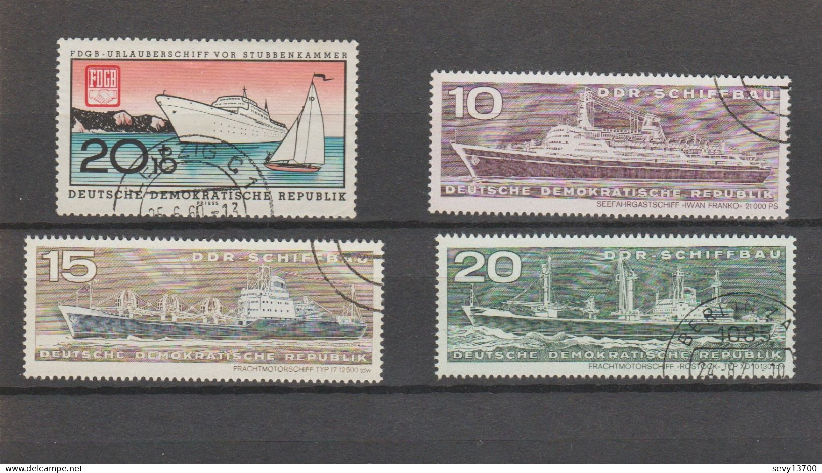 DDR Lot 9 Timbres Bateaux Année 1960 Mi 770 - Année 1971 Mi 1693 - 1694 - 1695 - Année 1982 Mi 2709 2710 2711 2712 2713 - Otros & Sin Clasificación