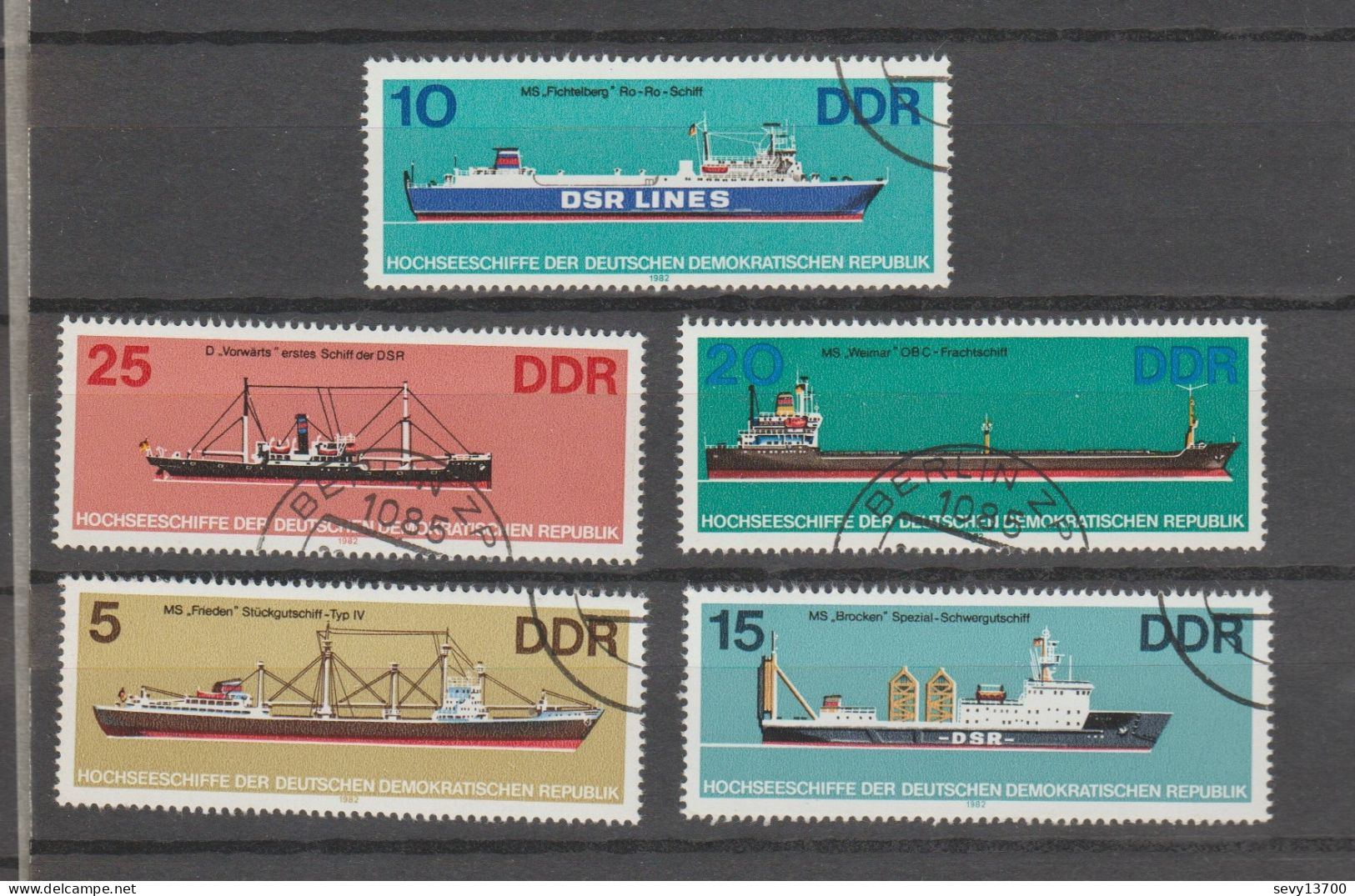 DDR Lot 9 Timbres Bateaux Année 1960 Mi 770 - Année 1971 Mi 1693 - 1694 - 1695 - Année 1982 Mi 2709 2710 2711 2712 2713 - Altri & Non Classificati