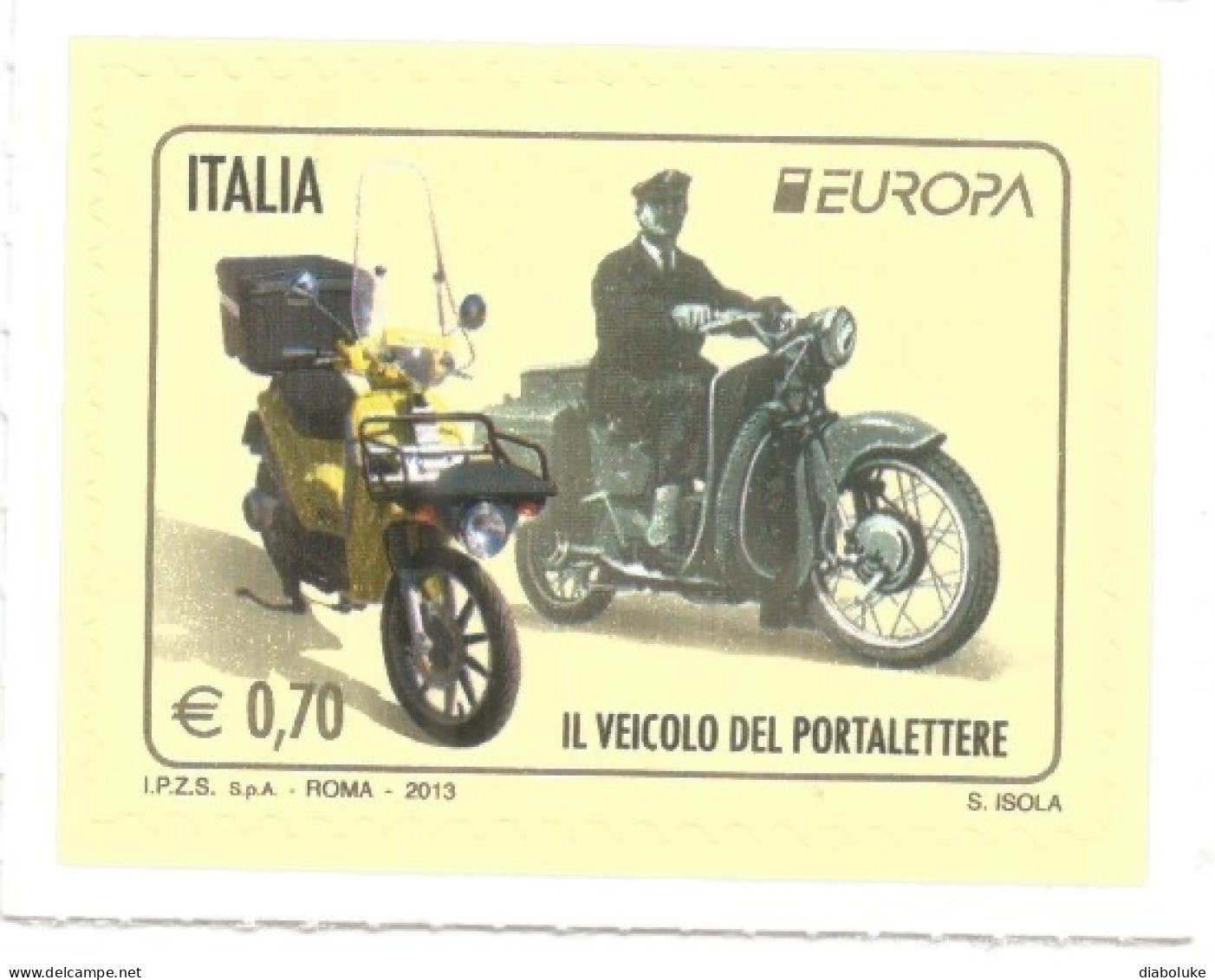 (REPUBBLICA ITALIANA) 2013, EUROPA, IL VEICOLO DEL PORTALETTERE - Francobollo Nuovo MNH** - 2011-20:  Nuevos