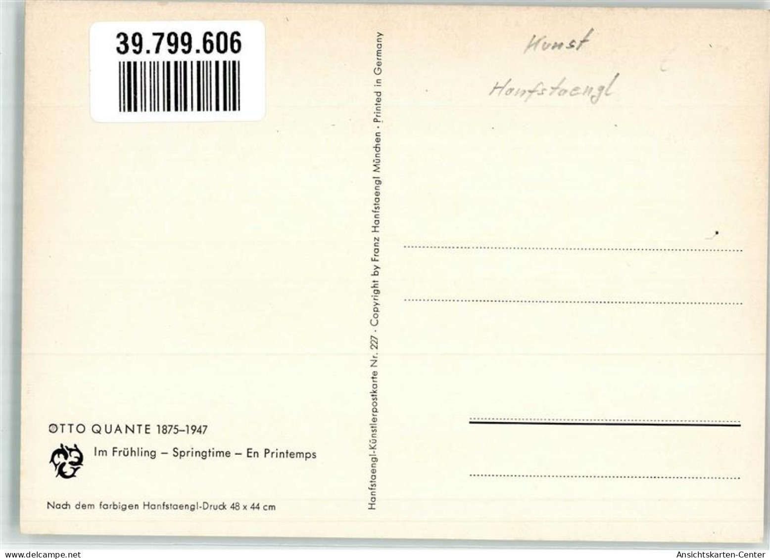 39799606 - Sign. Quante Otto Landstreicher Im Fruehling Verlag Hanfstaengl Nr.227 - Other & Unclassified