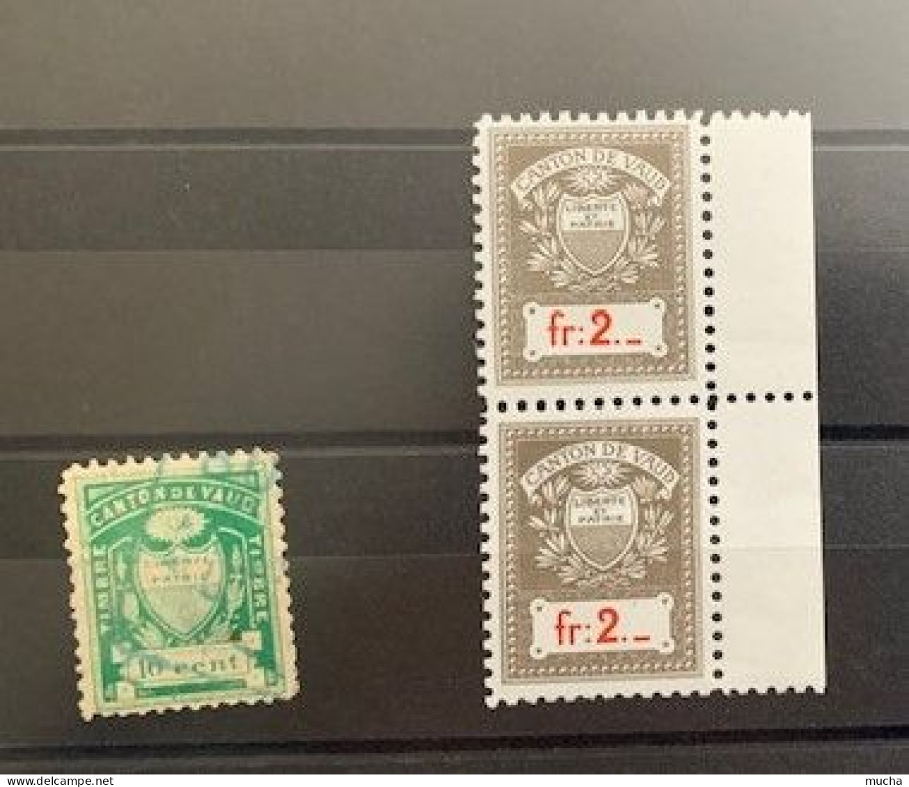 20383 - Vaud 1 Timbre 10ct Vert ° Et 2 Timbres 2.fr ** Neufs - Fiscales
