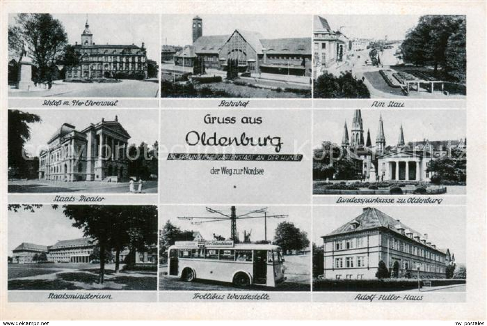 73705590 Oldenburg Niedersachsen Staats-Theater Schloss M. Ehrenmal Bahnhof A.H. - Oldenburg