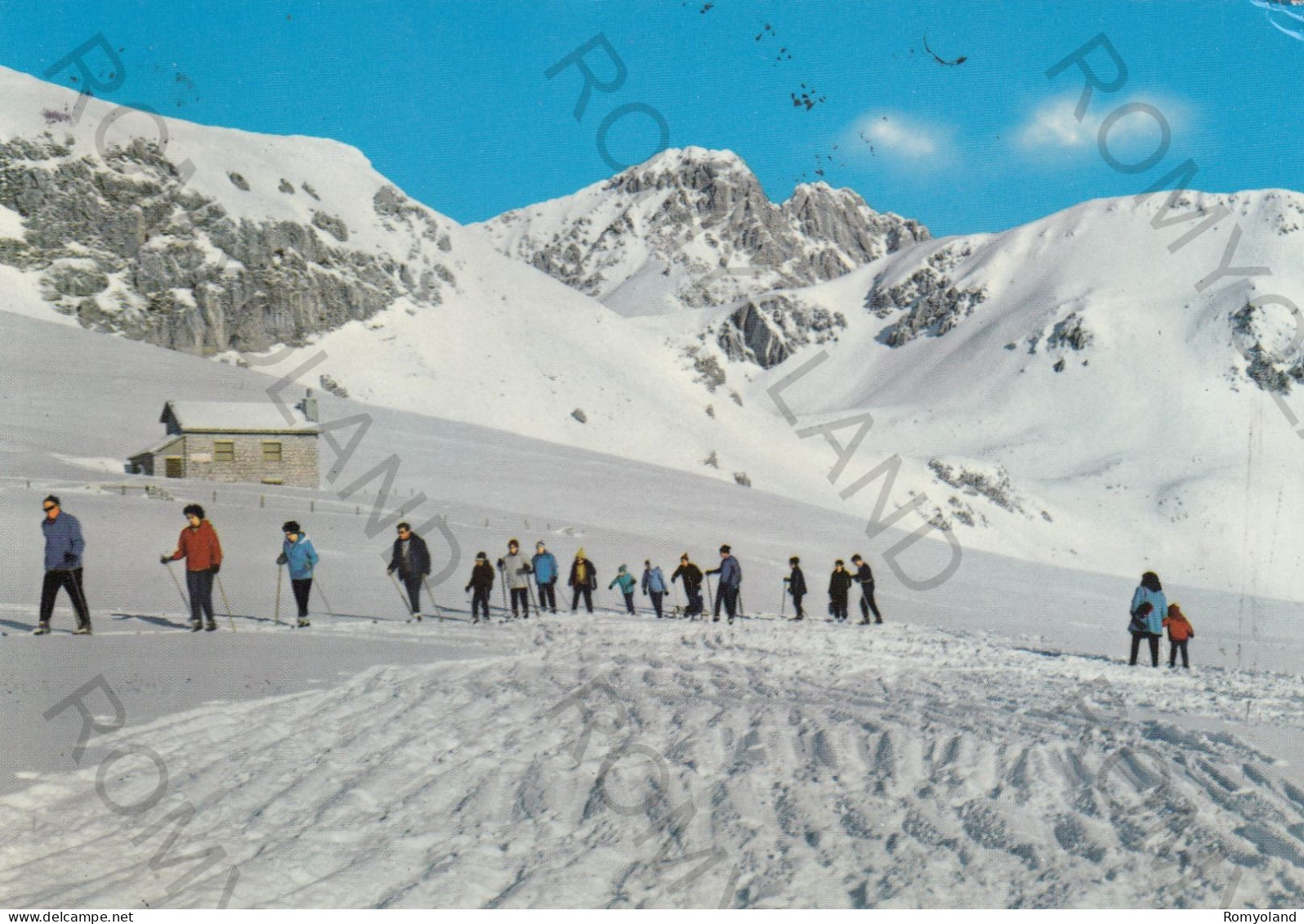 CARTOLINA  C10 GRAN SASSO D'ITALIA M.2 914,L'AQUILA,ABRUZZO-CAMPO IMPERATORE-SCUOLA DE SCI-VACANZA,SCIARE,VIAGGIATA - L'Aquila