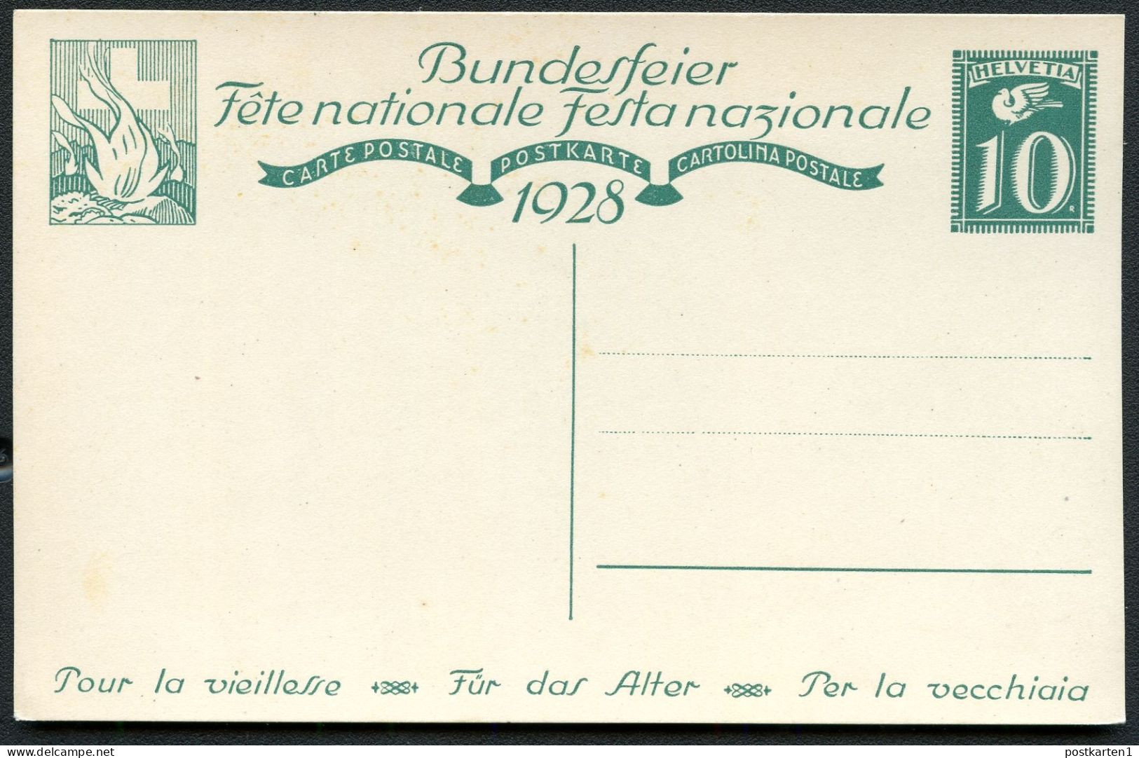 Postkarten P129 BUNDESFEIER Postfrisch Feinst 1928 Kat. 10,00€ - Enteros Postales