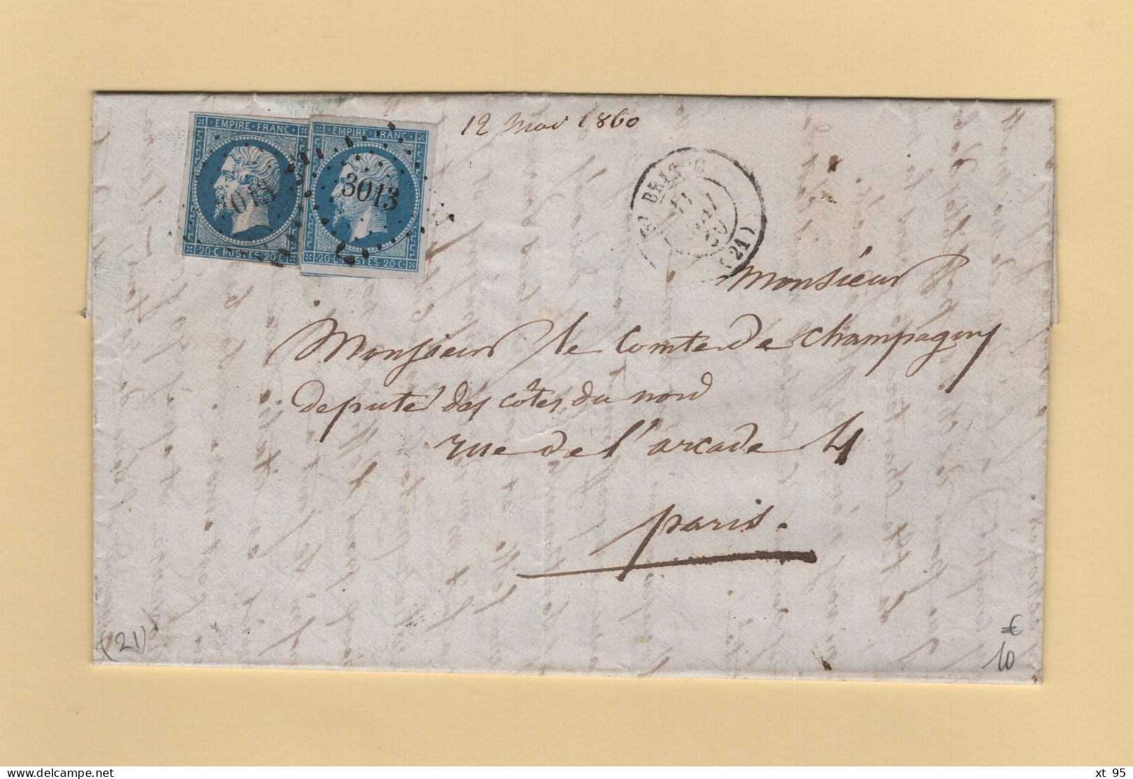 St Brieuc - 21 - Cotes Du Nord - 1860 - Longue Correspondance A En Tete De La Mairie Adressee Au Comte De Champagny - 1849-1876: Période Classique