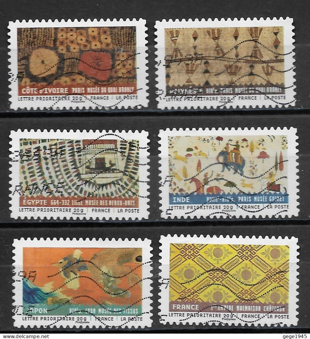 France  2011  Obitéré  Autoadhésif  N° 513 - 514 - 517 - 518 - 520 - 523   "  Tissus Du Monde  " - Used Stamps