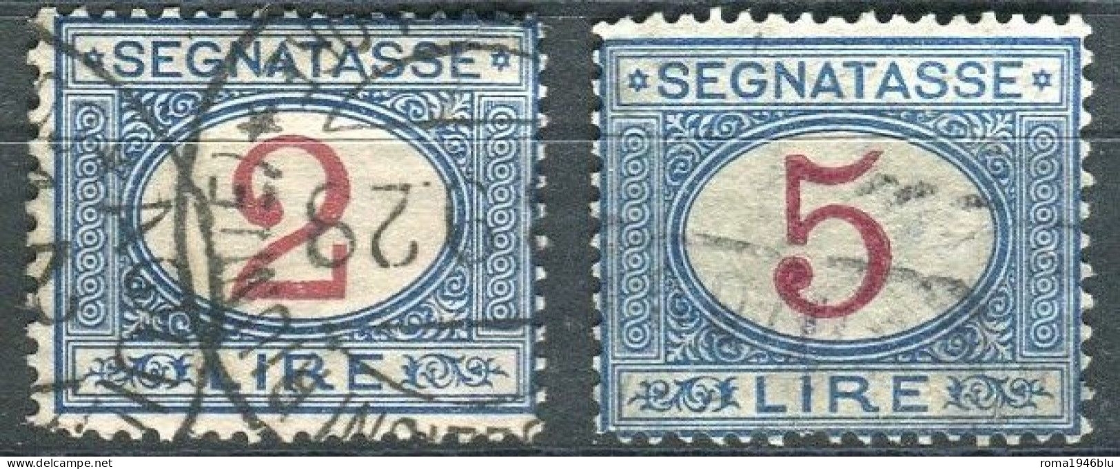 REGNO 1903 SEGNATASSE 2 VALORI USATI ANNULLI ORIGINALI - Portomarken