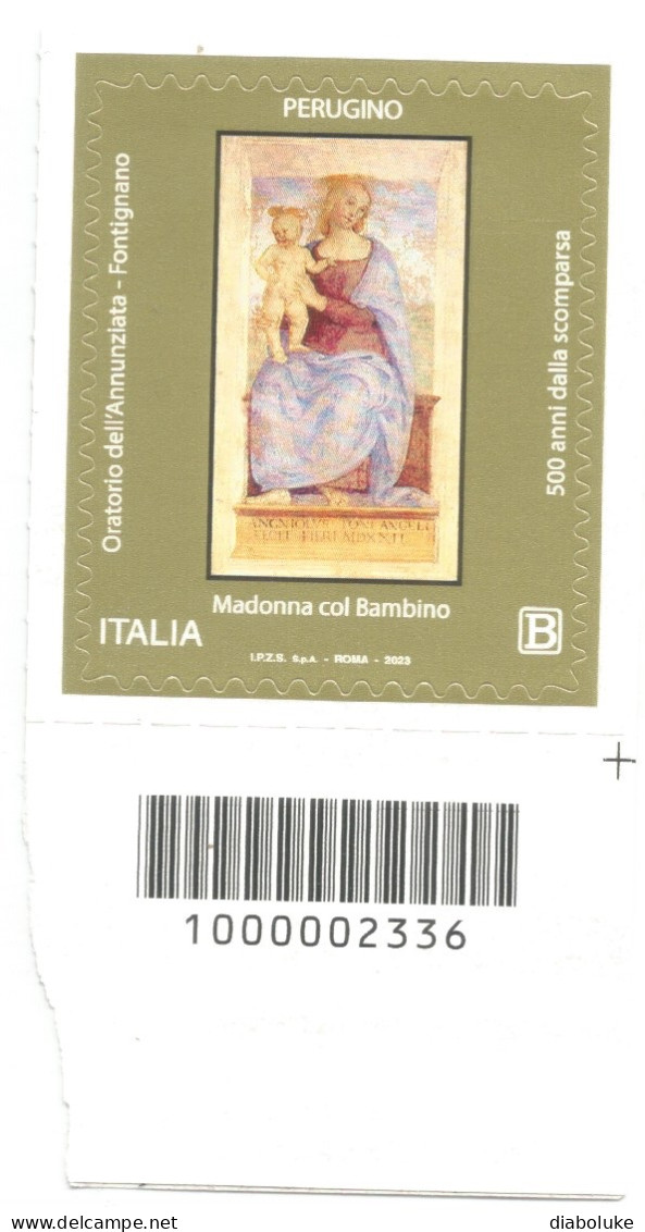 (REPUBBLICA ITALIANA) 2023, PERUGINO - Francobollo Nuovo MNH, Codice A Barre - 2021-...: Mint/hinged