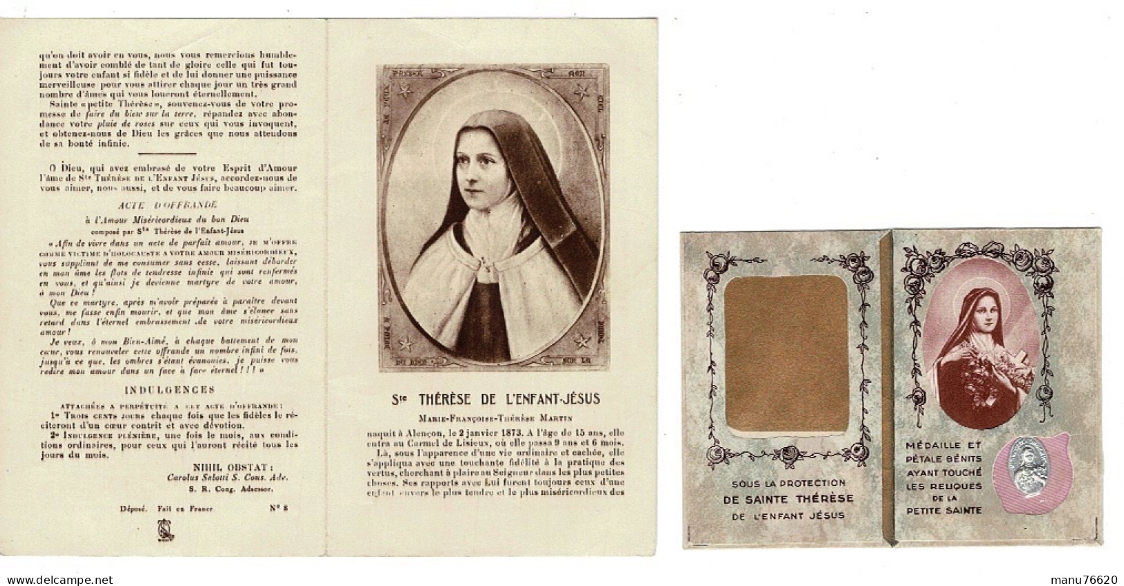 IMAGE RELIGIEUSE - CANIVET : Sainte Thérèse De L'enfant Jésus  & Orphelins Apprentis D'Auteuil - Religion & Esotericism