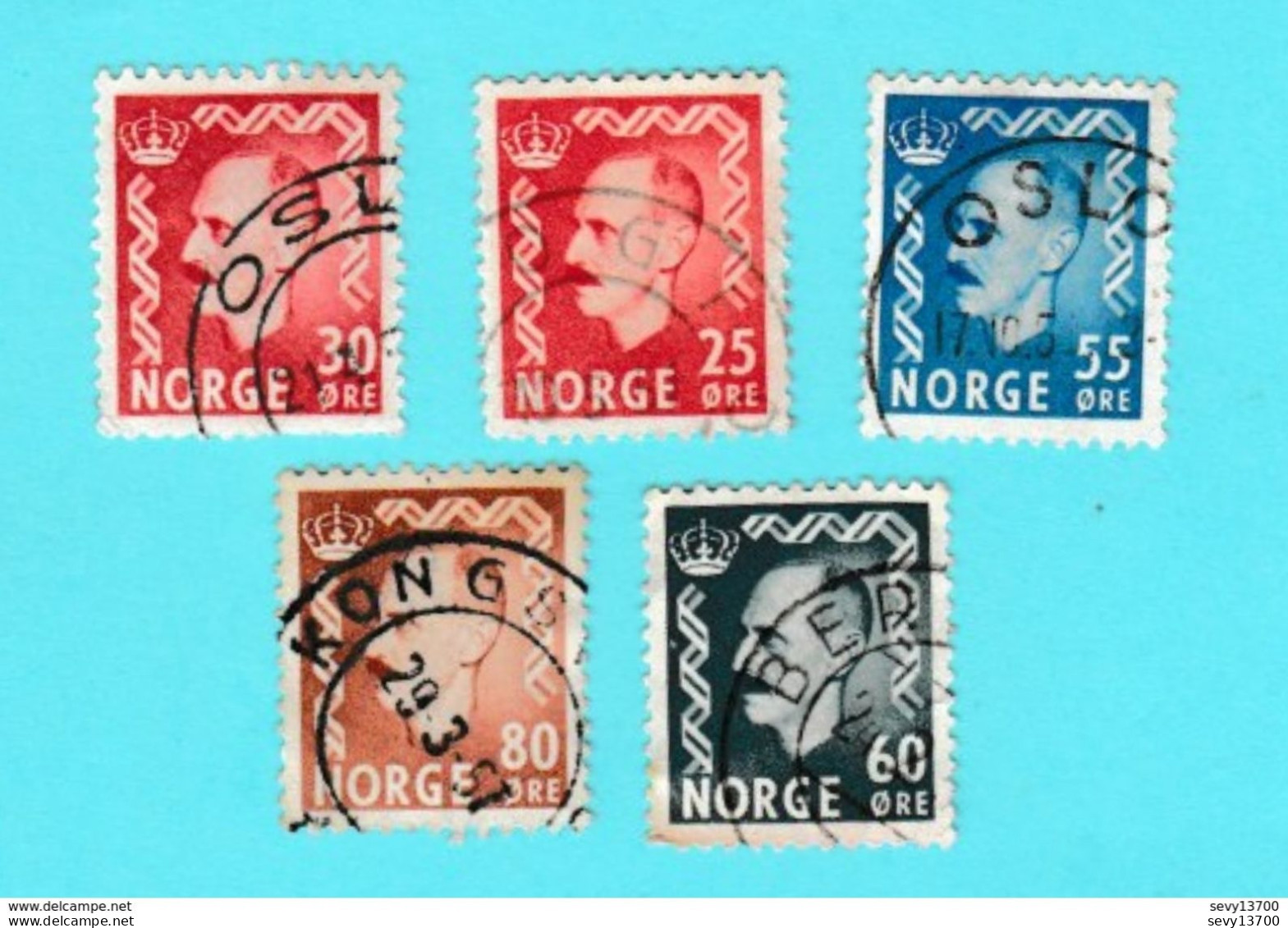 18 Timbres Norvège 8 Timbres Roi Haakon VII Et 10 Timbres Roi Olav V - Other & Unclassified