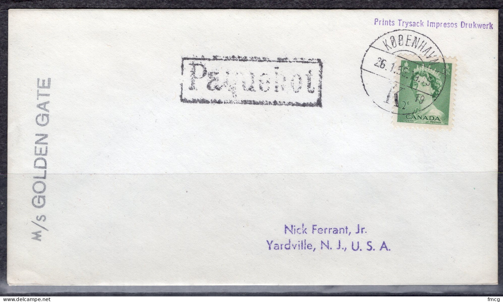 1955 Paquebot Cover, Canada Queen Elizabeth Stamp Mailed In Kobenhavn, Denmark - Covers & Documents