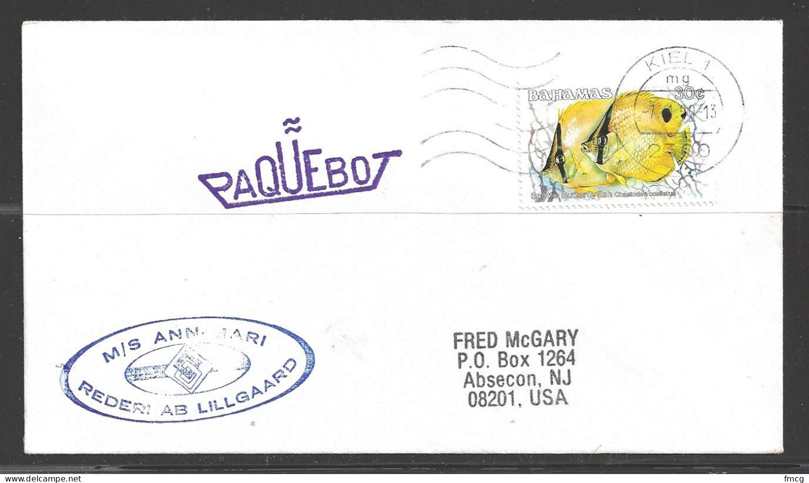 1990 Paquebot Cover, Bahamas Stamp Mailed In Kiel, Germany - Bahama's (1973-...)