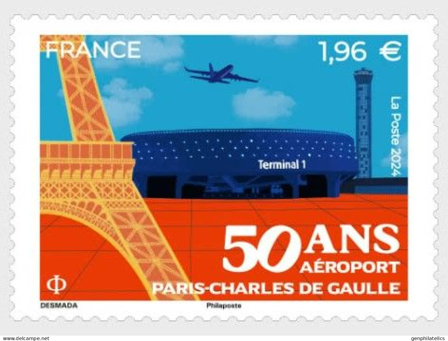 FRANCE 2024 EVENTS 50th Anniv. Of The Charles De Gaulle Airport - Fine Stamp MNH - Nuovi