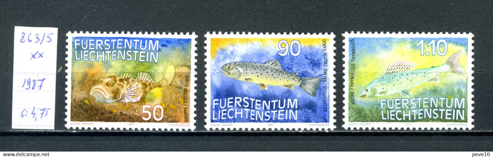 Liechtenstein     N° 863/5 Xx   Poissons D'eau Douce - Unused Stamps