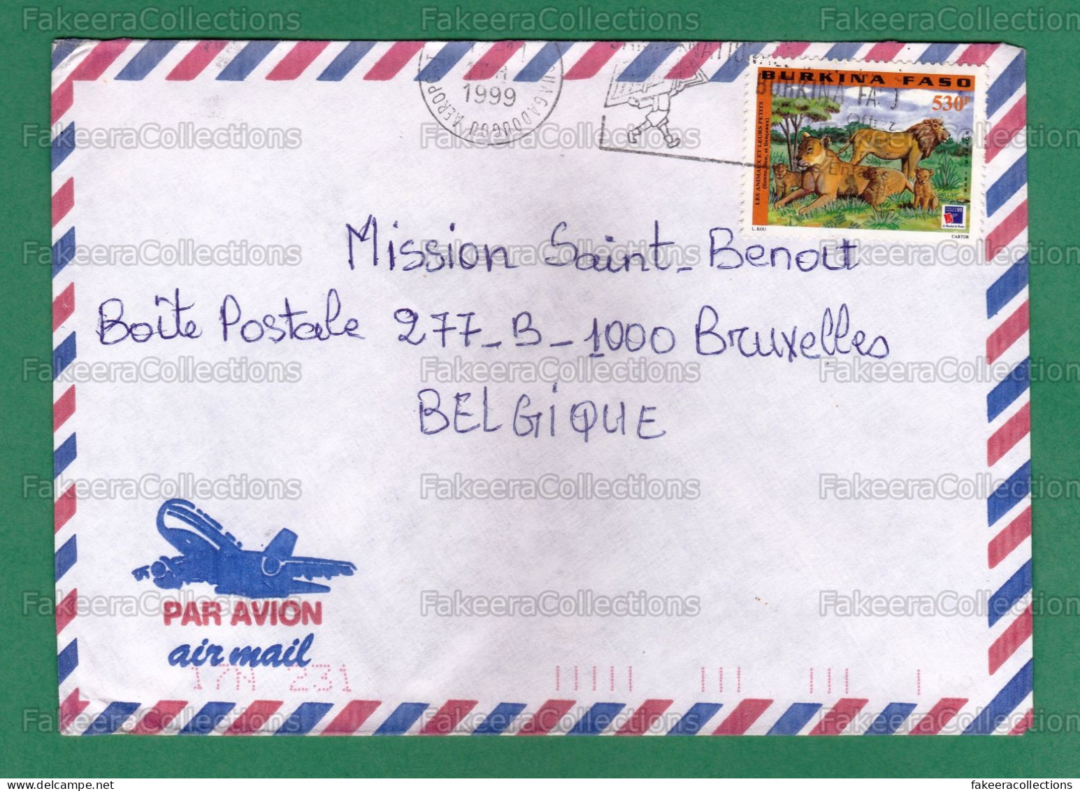 BURKINA FASO 1999 - Letter / Cover Sent To BELGIUM With LIONS Stamp - As Scan - Burkina Faso (1984-...)