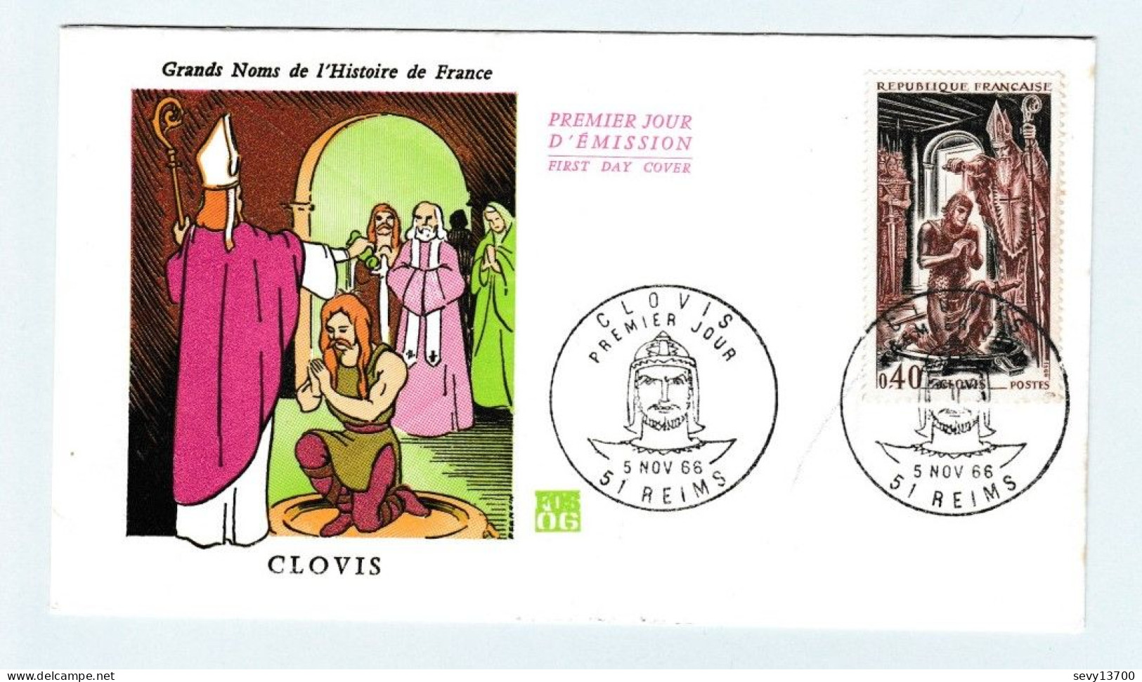 2 Enveloppes Premier Jour D'émission 5 Novembre 1966 - Vercingétorix Et Clovis - 1960-1969