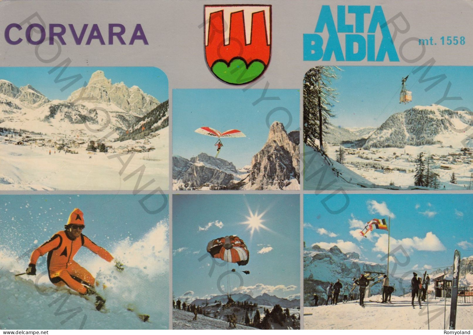 CARTOLINA  C10 CORVARA M.1558,TRENTO,TRENTINO ALTO ADIGE-DOLOMITI-VAL BADIA-VACANZA,MONTAGNA,NEVE,SCIARE,VIAGGIATA 1981 - Vibo Valentia