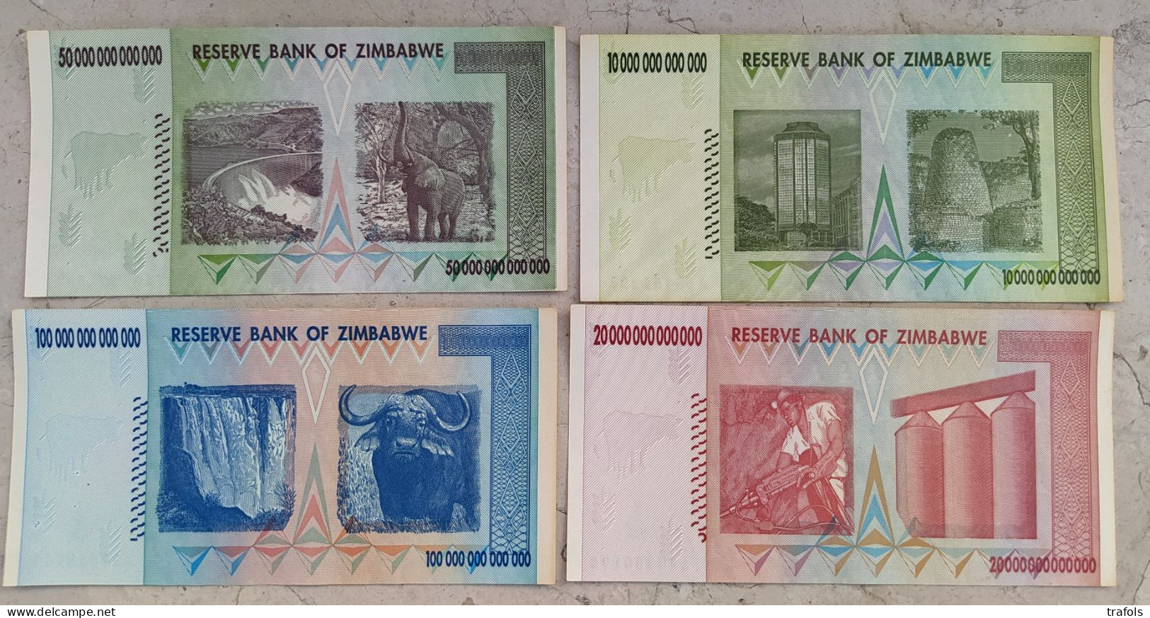 Zimbabwe - Complete Set 10+20+50+100 Trillion Dollars 2008 - AA Serie P. 88-89-90-91 - Unique On Delcampe!!! - Zimbabwe