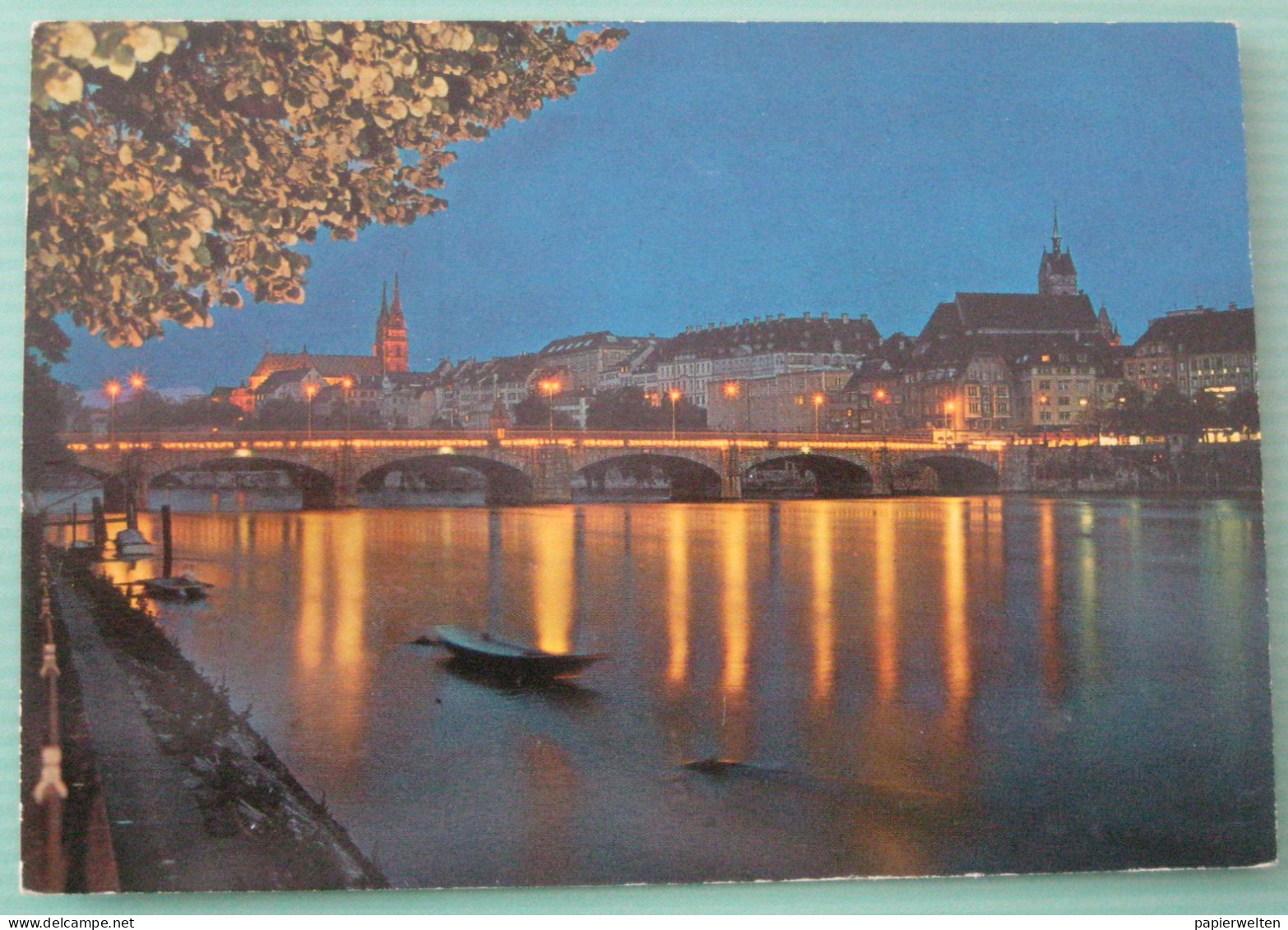 Basel - Mittlere Rheinbrücke Und Münster Bei Nacht - Bazel