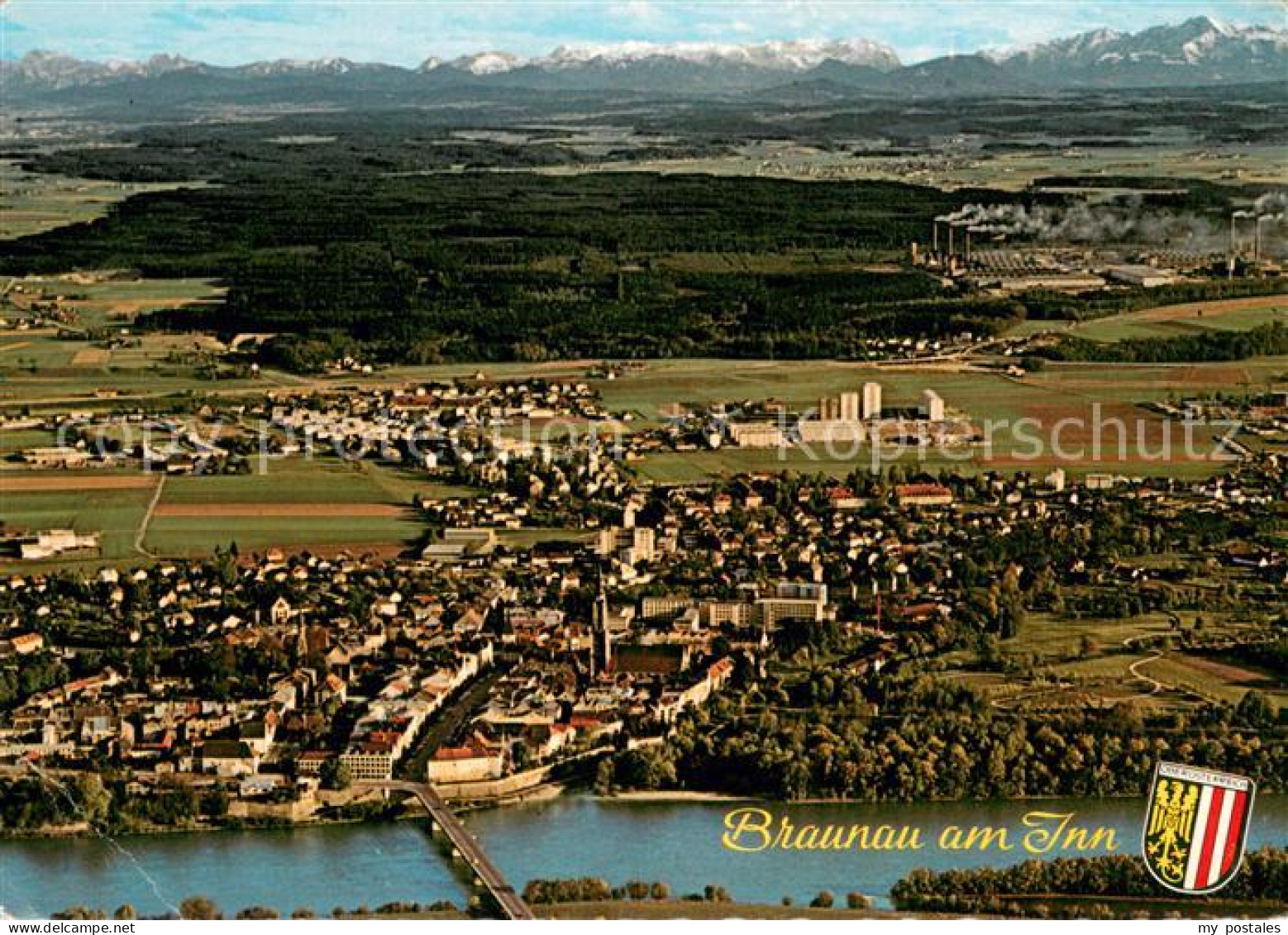73705017 Braunau Inn Fliegeraufnahme Mit Randshofen Und Alpenpanorama Braunau In - Autres & Non Classés