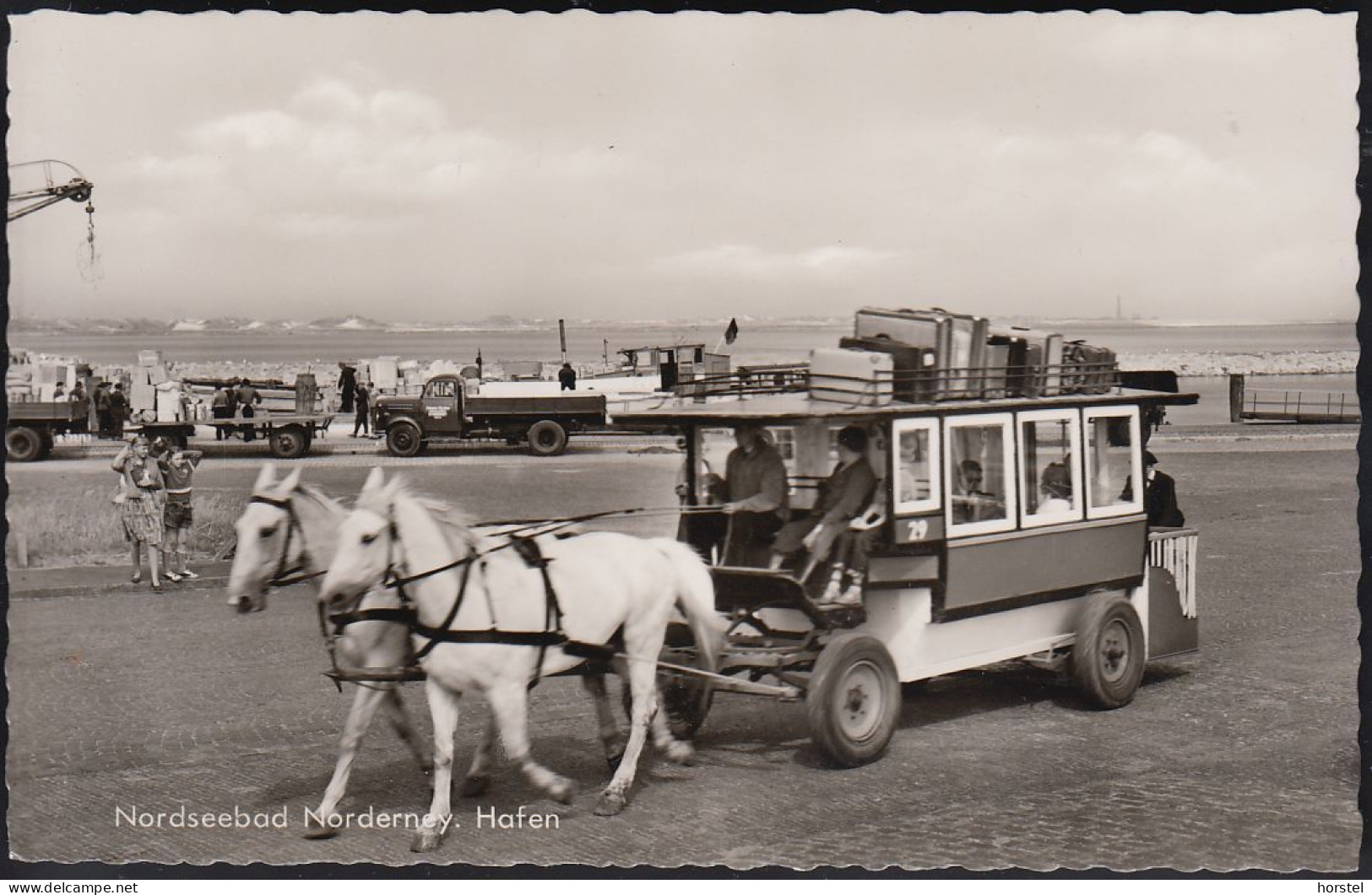 D-26548 Norderney - Hafen - Pferdeomnibus - LKW - Lastwagen - Norderney