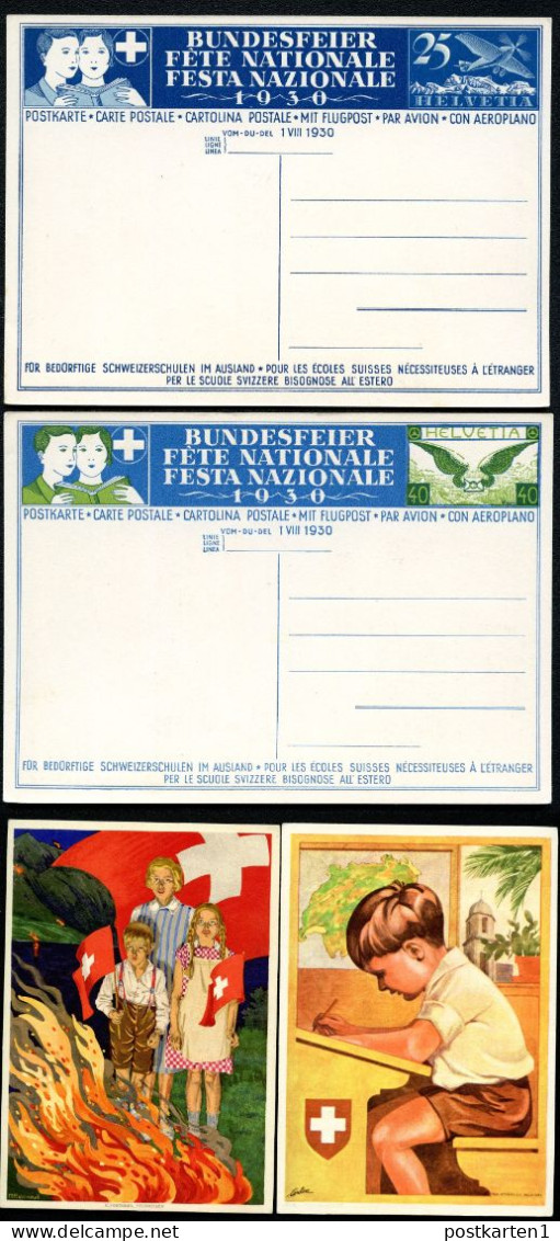 Postkarten P138-39 BUNDESFEIER 4 Karten Postfrisch Feinst 1930 Kat.180,00€ - Interi Postali