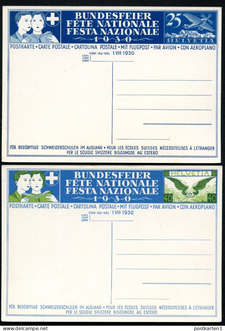 Postkarten P138-39 BUNDESFEIER 4 Karten Postfrisch Feinst 1930 Kat.180,00€ - Interi Postali