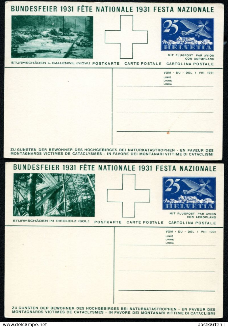 Postkarten P140-41 BUNDESFEIER 4 Karten Postfrisch Feinst 1931 Kat.360,00€ - Postwaardestukken