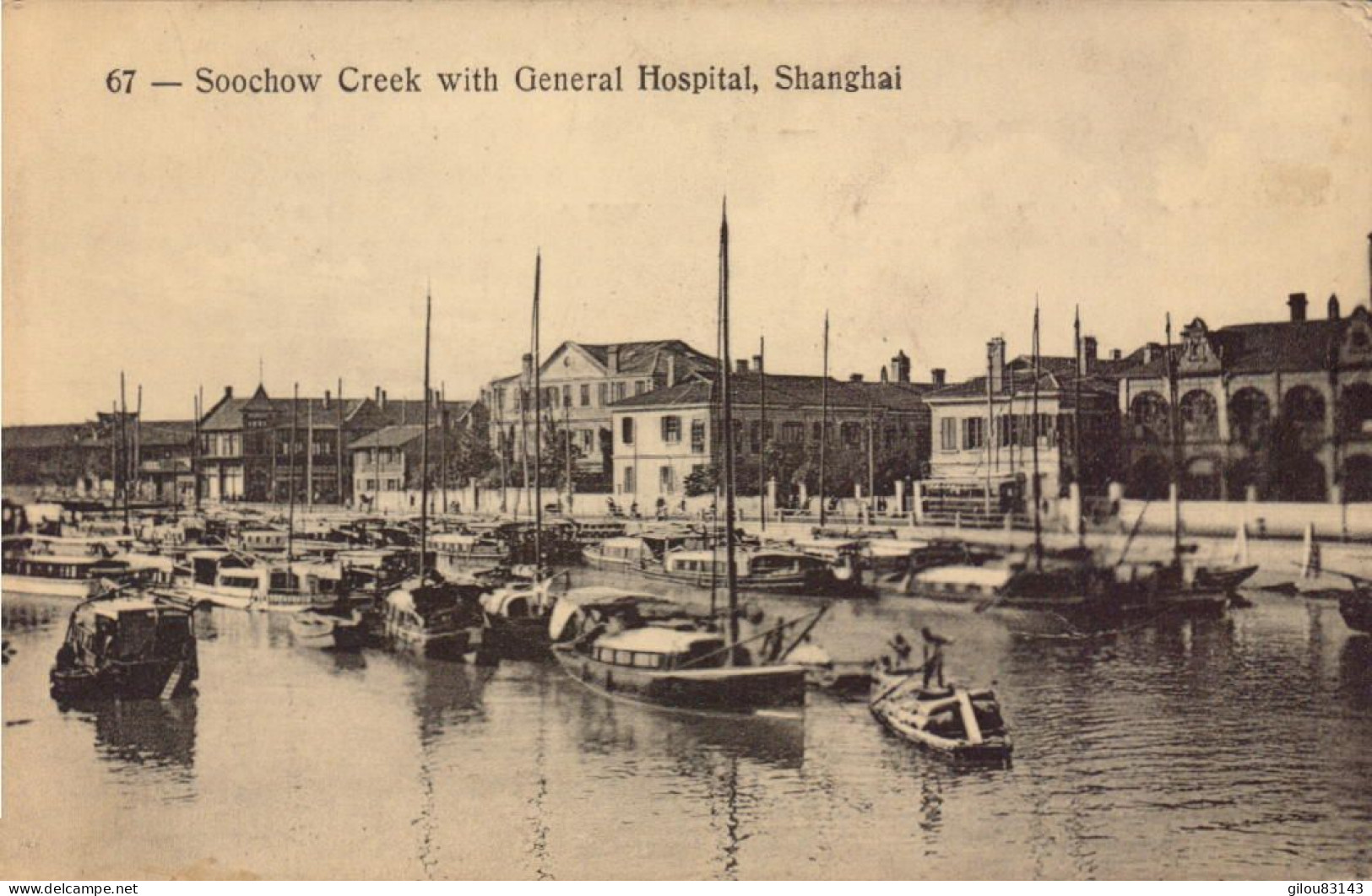 Chine, Shanghai, Soochow Creek With General Hospital + Timbre Surchargé - Chine