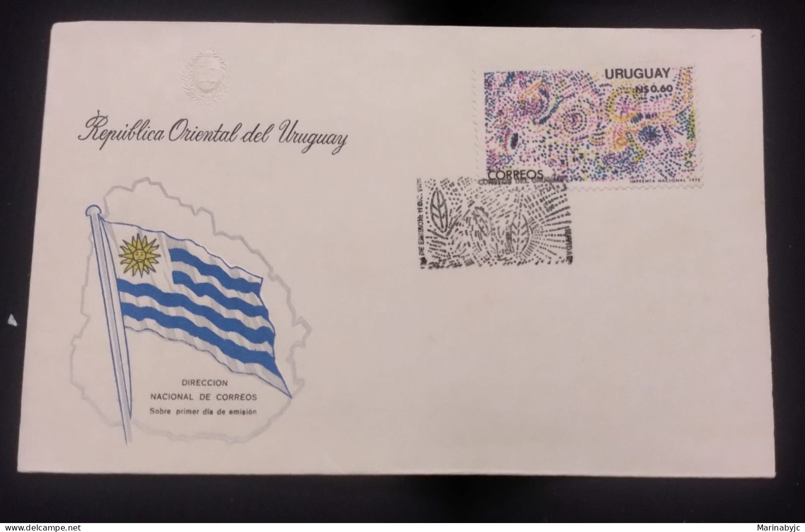 D)1975, URUGUAY, FIRST DAY COVER, ISSUE, CELEBRATIONS, CHRISTMAS, AUTHOR PEZZINO, FDC - Uruguay