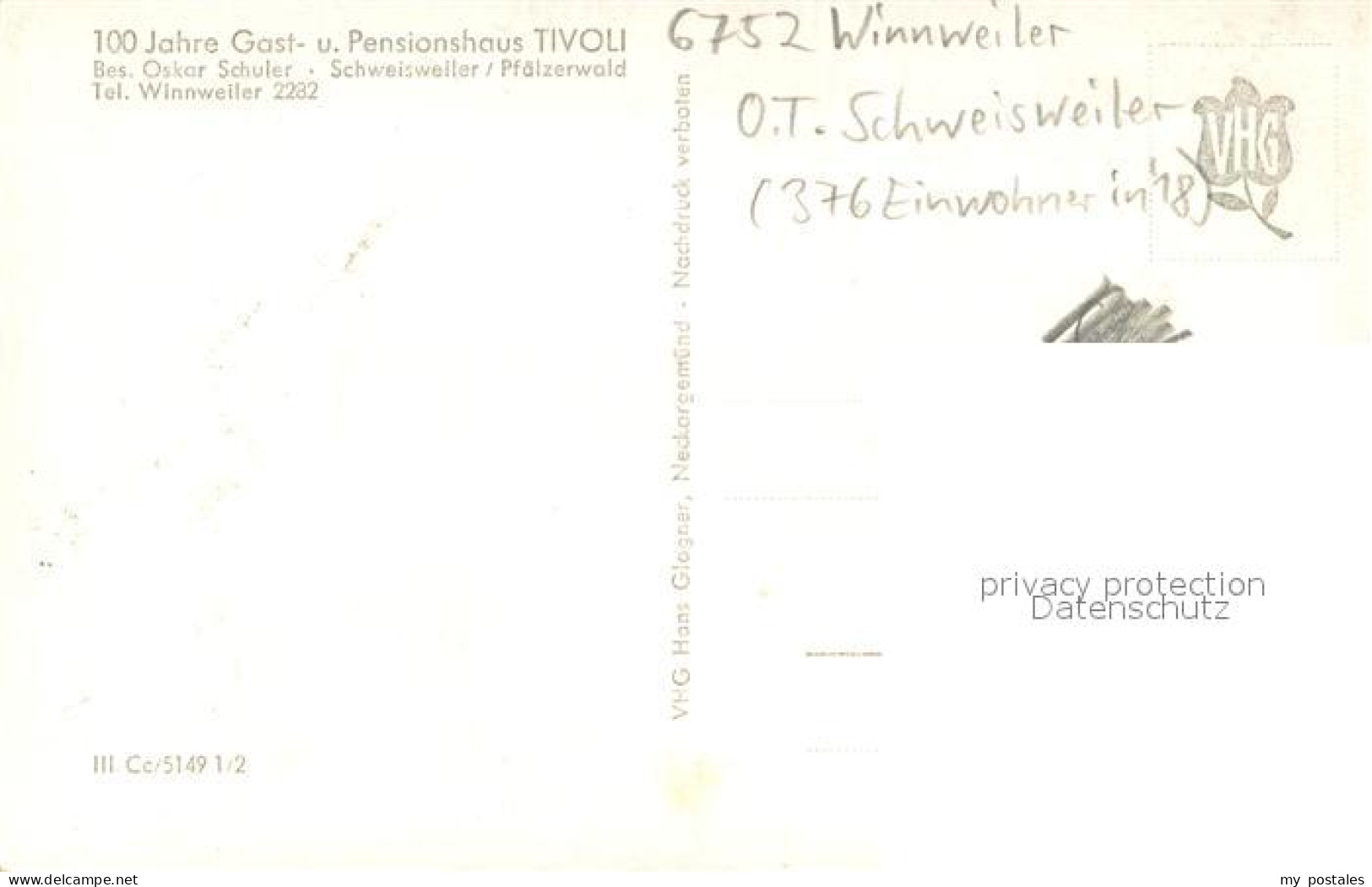 73704802 Winnweiler Jubilaeum 100 Jahre Gast- Und Pensionshaus Tivoli Winnweiler - Other & Unclassified
