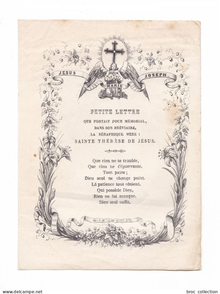 Petite Lettre Que Portait Dans Son Bréviaire La Séraphique Mère Sainte Thérèse De Jésus (d'Avila) - Andachtsbilder