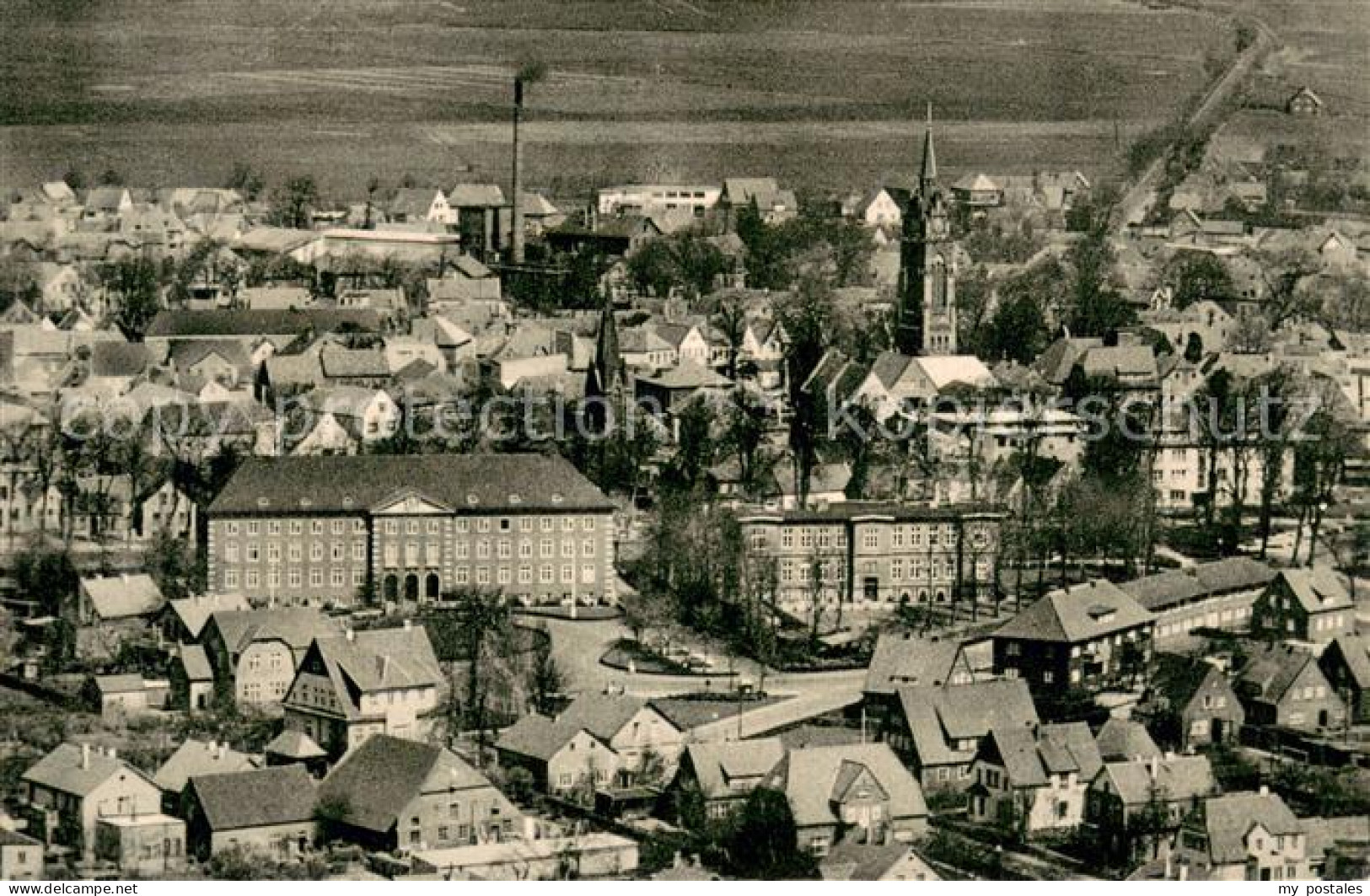 73704764 Jever Fliegeraufnahme Landratsamt Kath. Kirche Jever-Brauerei-Fetkoeter - Jever